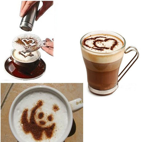16pcs Coffee Stencil Filter Coffee Cappuccino Coffee Barista Mold Templates Strew